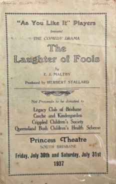 'As you like it' players 'The Laughter of Fools' Princess Theatre 1937. (State Library of Queensland)